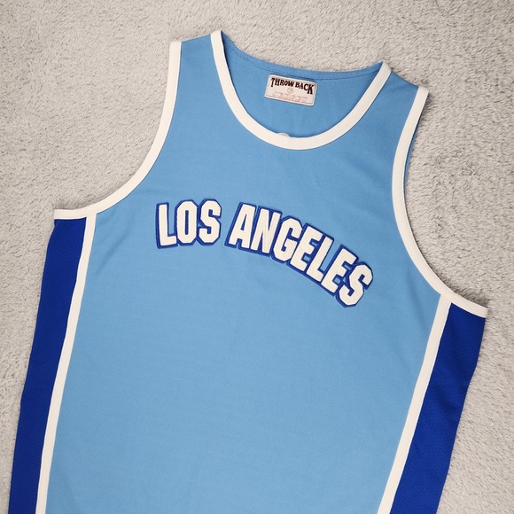 Los Angeles Basketball Jersey Mens 2XL Blue Throwback Style NBA Basketball Retro - Picture 2 of 14